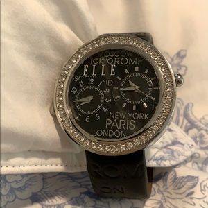 Ladies Jet lag Elle Black Dual Time Watch